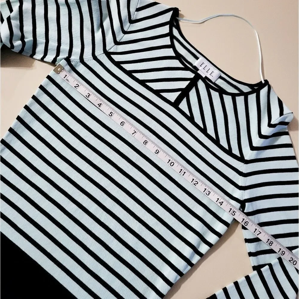 Elle Light Aqua & Black Stripe Sweater
